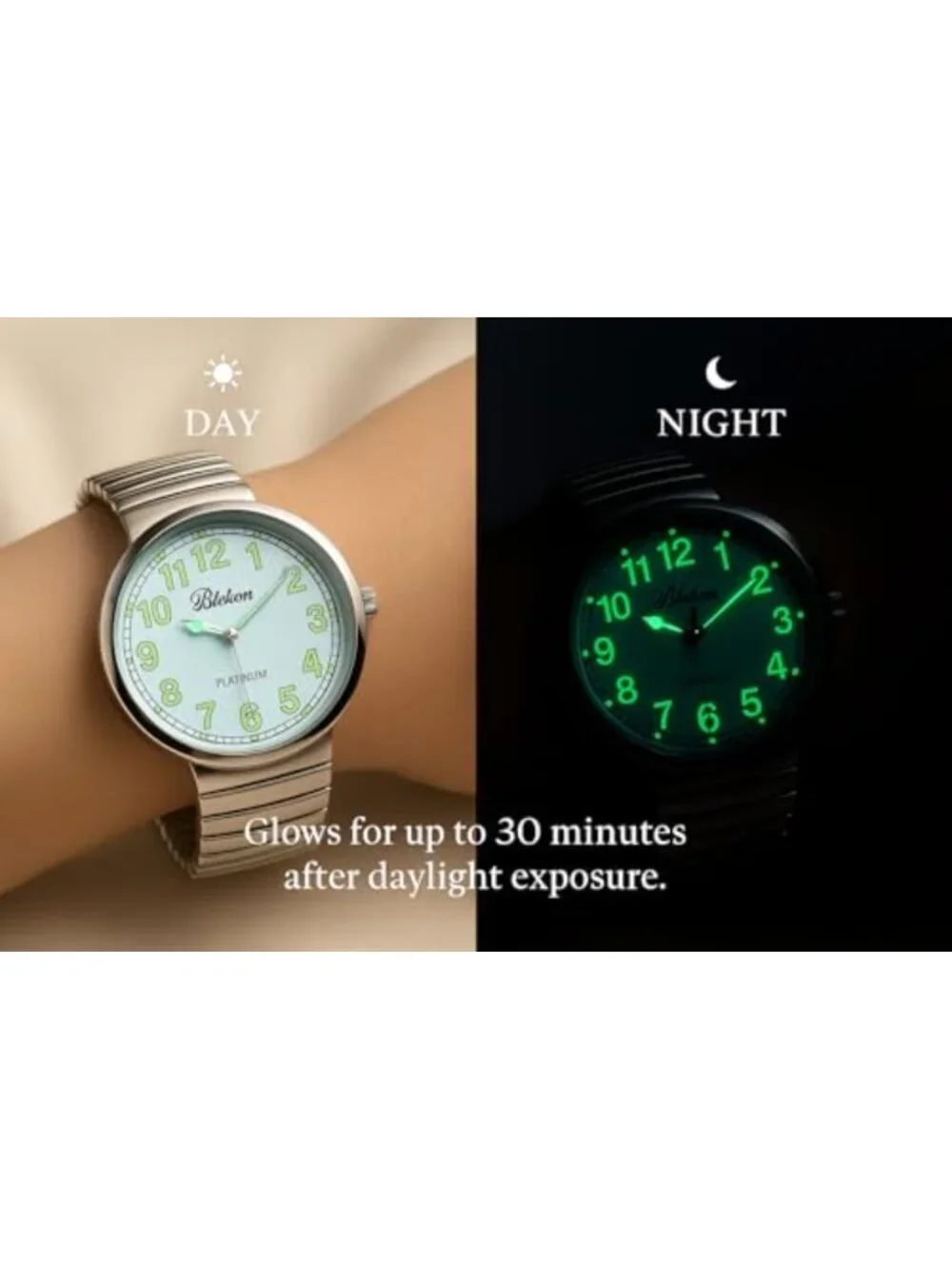 Super Large Face Stretch Band Watch Quartz Movement Luminous Hands